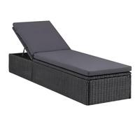 VIDAXL - Lettino Prendisole in Polyrattan Nero e Grigio Scuro