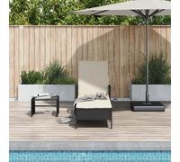 vidaXL Lettino prendisole Nero e bianco panna PE Rattan 157 x 55 x 92 cm
