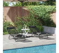 vidaXL Lettino prendisole pieghevole 2 pcs Nero 182 x 55 x 85,5 cm