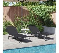 vidaXL Lettino prendisole pieghevole 2 pcs Nero 56 x 189 x 87cm