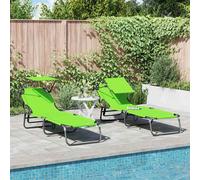 vidaXL Lettino prendisole pieghevole 2 pcs Verde 56 x 190 x 81cm