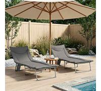 vidaXL Sdraio pieghevole con cuscino, 2 pezzi, grigio antracite, divano da sole regolabile, sdraio pieghevole, per giardino e terrazza, poltrona reclinabile per esterni
