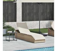 vidaXL Lettino Prendisole Pieghevole con Cuscino e Portaoggetti Beige