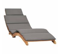 AX Lettino Legno 175x50x55cm Cuscino Grigio Prendisole Sdraiarsi Teak New 310668