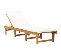 vidaXL Lettino Prendisole Pieghevole con Cuscino Regolabile Robusto Elegante Sdraio Relax Spiaggia Giardino Naturale Legno Massello di Acacia