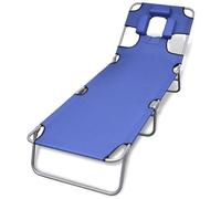 vidaXL - Lettino Prendisole Pieghevole Cuscino Schienale Regolabile Blu