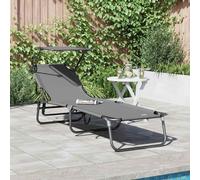 vidaXL Lettino prendisole pieghevole Grigio 56 x 190 x 81cm Tessuto