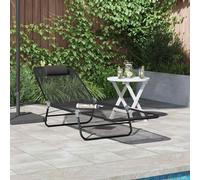 vidaXL Lettino prendisole pieghevole Nero 182 x 55 x 85,5 cm Textilene