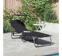 vidaXL Lettino prendisole pieghevole Nero 56 x 190 x 81cm Tessuto