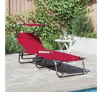 vidaXL Lettino prendisole pieghevole Rosso 190 x 57 x 81 cm Oxford