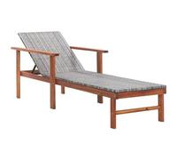 VIDAXL - Lettino Prendisole Polyrattan e Legno Massello di Acacia Grigio