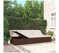 Lettino prendisole reclinabile con cuscini polyrattan marrone