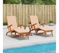 vidaXL Lettino prendisole reclinabile e pieghevole 2 pcs, Sdraio regolabile, rustica e pieghevole, per giardino, comoda, salvaspazio, perfetta vicino alla piscina