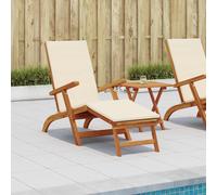 vidaXL Lettino prendisole reclinabile e pieghevole 2 pcs Bianco Crema, Sdraio regolabile, rustica e pieghevole, per giardino, comoda, salvaspazio, perfetta vicino alla piscina