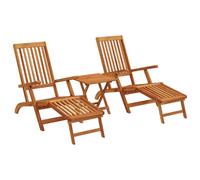 vidaXL Lettino prendisole reclinabile e pieghevole 2 pcs Naturale, Sdraio regolabile, rustica e pieghevole, per giardino, comoda, salvaspazio, perfetta vicino alla piscina