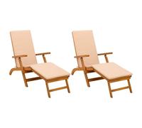 vidaXL Lettino prendisole reclinabile e pieghevole 2 pcs, Sdraio regolabile, rustica e pieghevole, per giardino, comoda, salvaspazio, perfetta vicino alla piscina