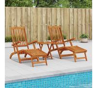 vidaXL Lettino prendisole reclinabile e pieghevole 2 pcs Naturale, Sdraio regolabile, rustica e pieghevole, per giardino, comoda, salvaspazio, perfetta vicino alla piscina