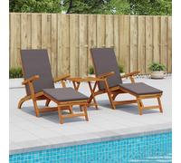 vidaXL Lettino prendisole reclinabile e pieghevole 3 pcs Grigio Scuro, Sdraio regolabile, rustica e pieghevole, per giardino, comoda, salvaspazio, perfetta vicino alla piscina