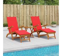 vidaXL Lettino prendisole reclinabile e pieghevole 3 pcs Rosso, Sdraio regolabile, rustica e pieghevole, per giardino, comoda, salvaspazio, perfetta vicino alla piscina