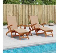vidaXL Lettino prendisole reclinabile e pieghevole 3 pcs Tortora, Sdraio regolabile, rustica e pieghevole, per giardino, comoda, salvaspazio, perfetta vicino alla piscina