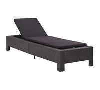 vidaXL Lettino Prendisole Regolabile Robusto con Cuscino Spesso Foderato con Zip Sdraio Chaise Longue Telaio in Acciaio Nero in Polyrattan