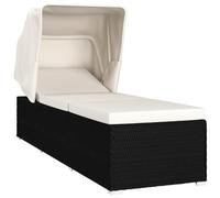 VIDAXL - Lettino Prendisole Tettuccio e Cuscino Polyrattan Bianco Crema