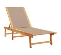 vidaXL Lettino Prendisole Tortora Legno Massello di Acacia e Textilene