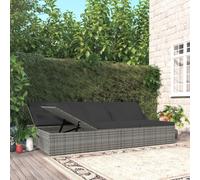 vidaXL Lettino Reclinabile con Cuscini in Polyrattan Grigio Scuro