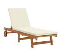 vidaXL Lettino Soleggiato Regolabile con Cuscini, in Legno massello di Acacia e Ruote Impermeabili, Perfetto per l'uso all'aperto. Comodo per Giardino e Patio, è Un Lettino da Sole Individuale Ideal