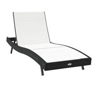 vidaXL Lettino Soleggiato Regolabile Nero e Bianco in Rattan e Textilene di, perfetto per rilassarsi all'aperto. Ideale per balconi, patii e giardini, è una sedia reclinabile moderna con schienale e