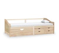 Divano Letto 3 Posti con Cassetti in Pino Massello 90x200cm