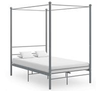 vidaXL Letto a Baldacchino Grigio in Metallo 120x200 cm