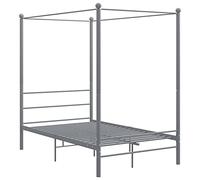 vidaXL Letto a Baldacchino Grigio in Metallo 120x200 cm