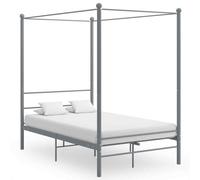 vidaXL Letto a Baldacchino Grigio in Metallo 140x200 cm