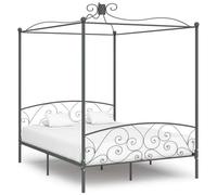 VIDAXL - Letto A Baldacchino Grigio In Metallo 160x200 Cm