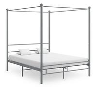 vidaXL Letto a Baldacchino Grigio in Metallo 160x200 cm