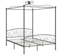 vidaXL Letto a Baldacchino Grigio in Metallo 160x200 cm