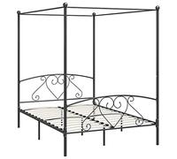 vidaXL Letto a Baldacchino Grigio in Metallo 160x200 cm