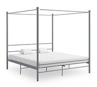 vidaXL Letto a Baldacchino Grigio in Metallo 200x200 cm
