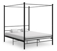 vidaXL Struttura letto a baldacchino in metallo nero, mobili moderni per camera da letto con telaio verniciato a polvere, letto matrimoniale (160 x 200 cm)