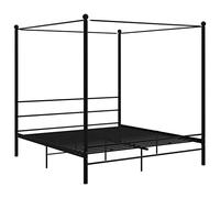 vidaXL Letto a baldacchino in metallo, per camera da letto, letto matrimoniale, 200 x 200 cm, colore: nero