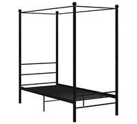 vidaXL Letto a Baldacchino Nero in Metallo 100x200 cm