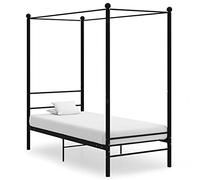 vidaXL Letto a Baldacchino Nero in Metallo 100x200 cm