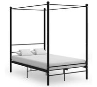 vidaXL Letto a Baldacchino Nero in Metallo 120x200 cm