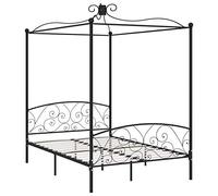 vidaXL Letto a Baldacchino Nero in Metallo 140x200 cm