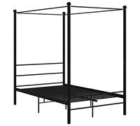 vidaXL Letto a Baldacchino Nero in Metallo 140x200 cm