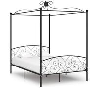 VIDAXL - Letto A Baldacchino Nero In Metallo 140x200 Cm