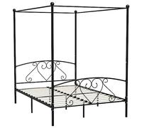 vidaXL Letto a Baldacchino Nero in Metallo 140x200 cm