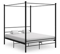 vidaXL Struttura letto a baldacchino in metallo nero, mobili moderni per camera da letto con telaio verniciato a polvere, letto matrimoniale (160 x 200 cm)