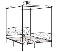 Letto a Baldacchino Nero in Metallo 160x200 cm